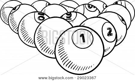 Doodle Style Billiard Balls Ready Game Pool Sketch Image 