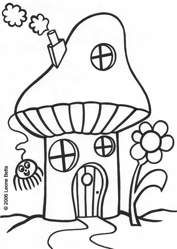 Free Printable Kids Colouring: Toadstool House - Leone Annabella Betts
