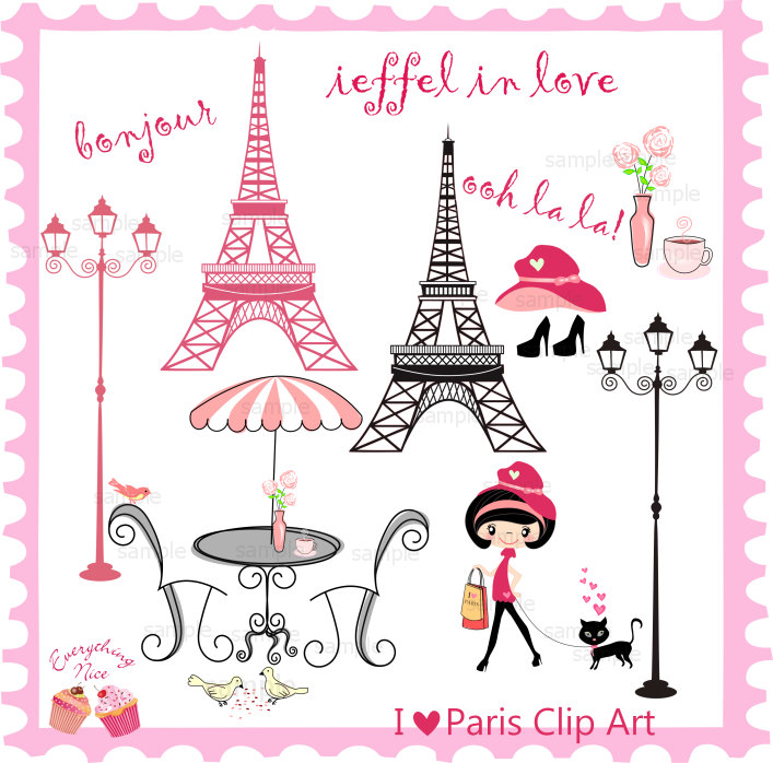I love Paris Clip Art Set by 1EverythingNice 