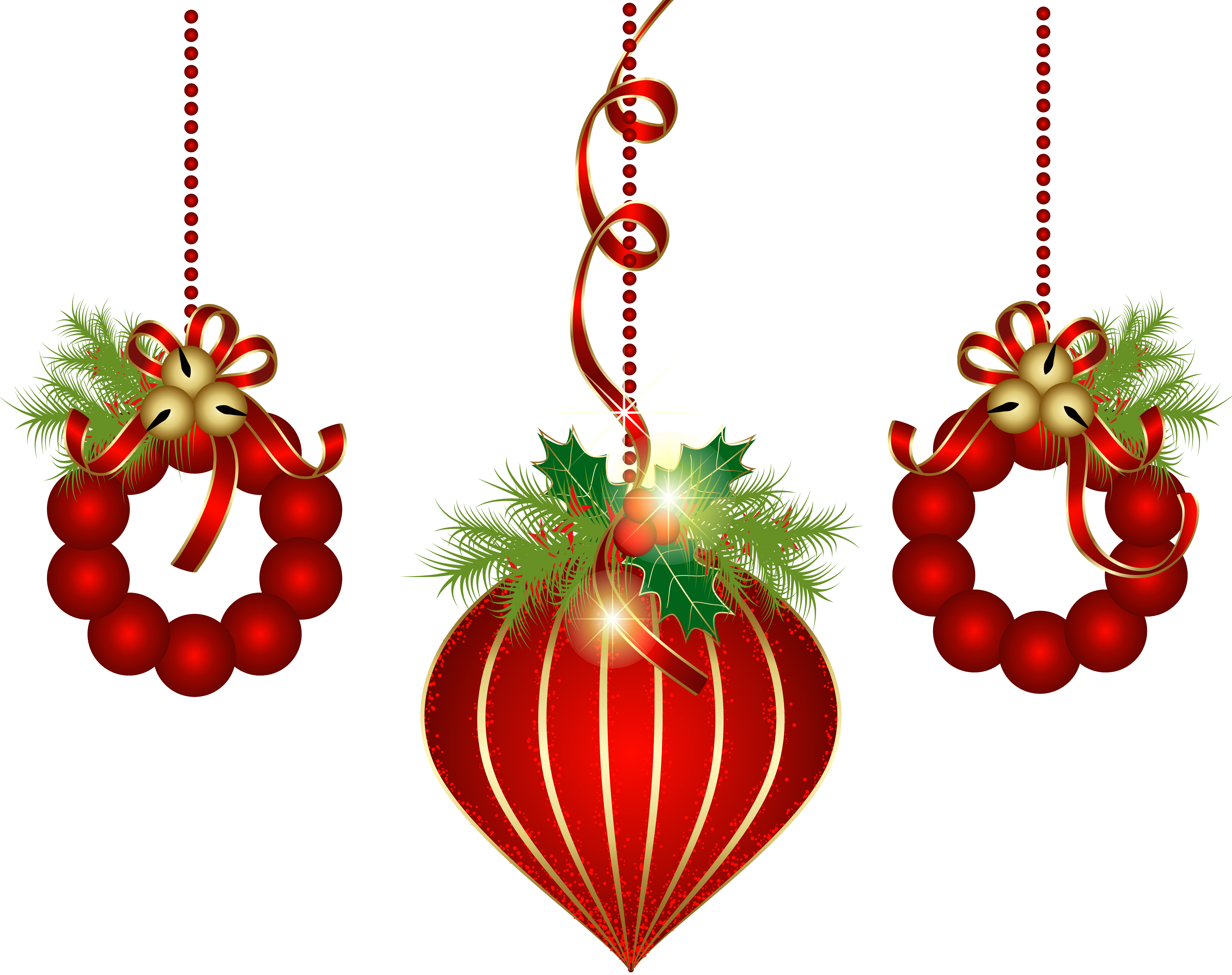 Transparent Red Christmas Ornaments PNG Clipart