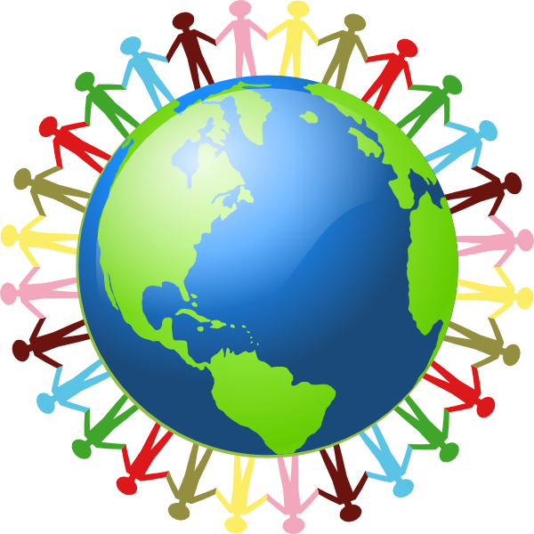 People Holding Hands Around The World clip art - vector clip art 