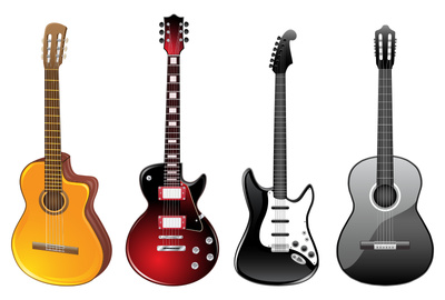 4 Guitar Clipart Free Vector Icons, Acoustic + Electric | Just 