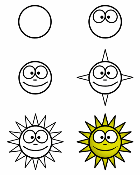 Drawing a cartoon sun