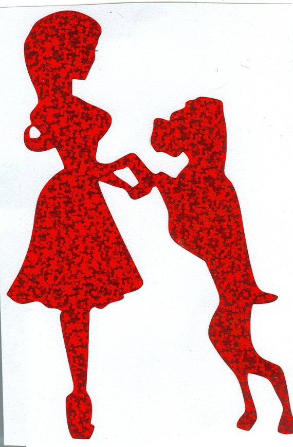 Roxy the Boxer and Pin Up Silhouette Red Glitter by dangersjones