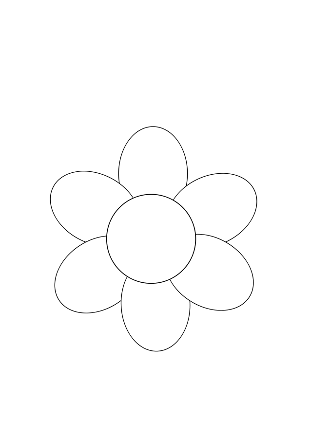 Flower six petals black outline Clipart, vector clip art online 