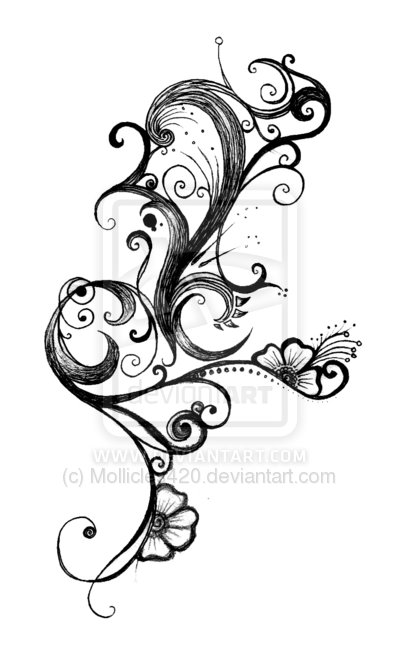 tribal flower vine tattoo - Clip Art Library