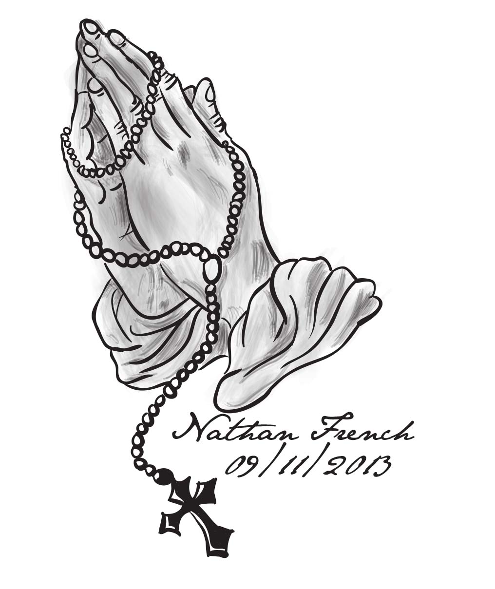 praying hands with rosary beads drawing - willianweinberg