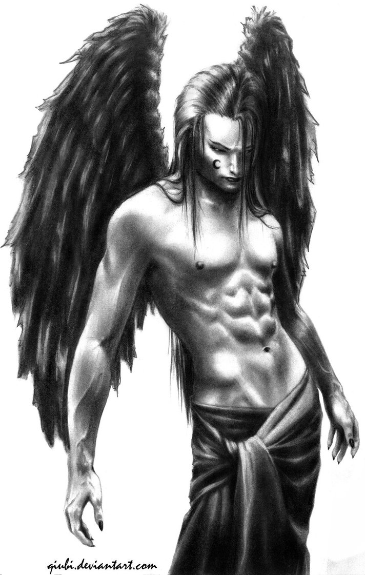Clip Arts Related To : dark angel wing drawing. 