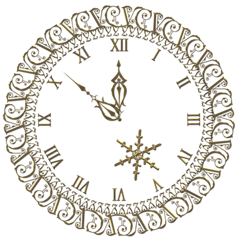 New Year PNG Gold Clock Clipart