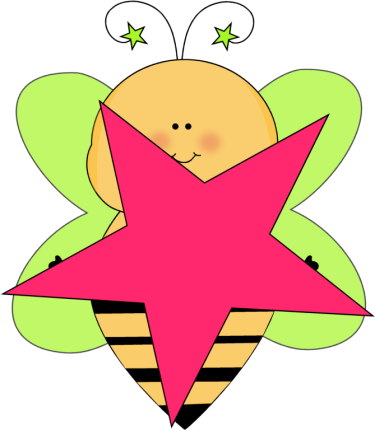 Green Star Bee with a Pink Star Clip Art - Green Star Bee with a 