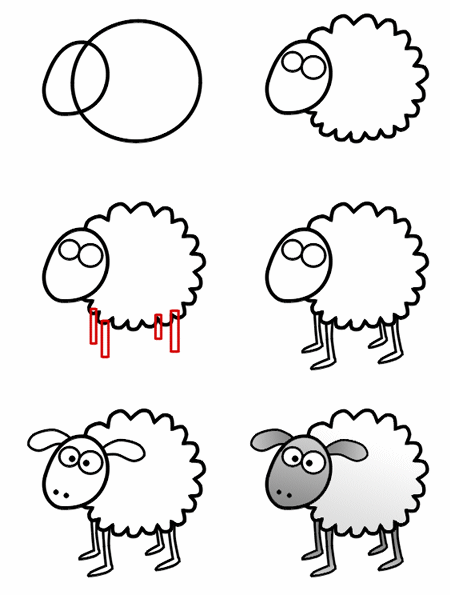 Drawing a cartoon sheep