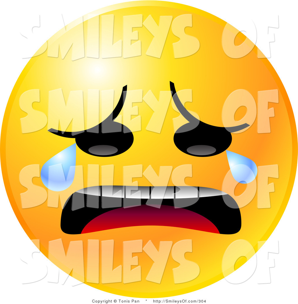 Vector of a Yellow Emoticon Face Crying Tears of Sadness and 