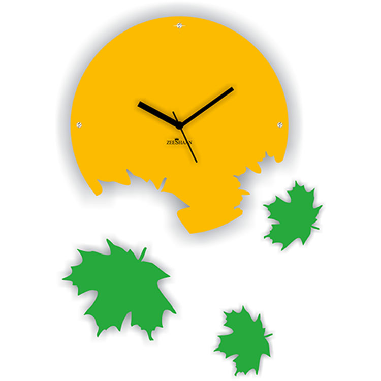 Zeeshaan Maple Leaves Wall Clock - Yellow  Green Price - Buy 