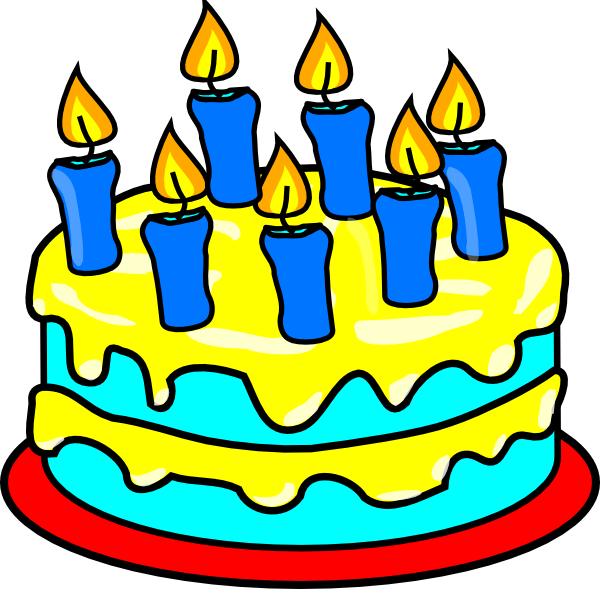 Cake 7 Candles clip art - vector clip art online, royalty free 