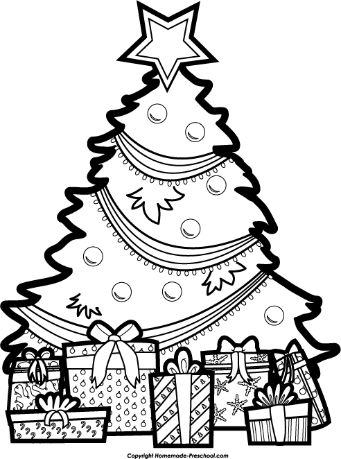 Christmas Tree Drawing Black And Whitetop Free Christmas Tree 