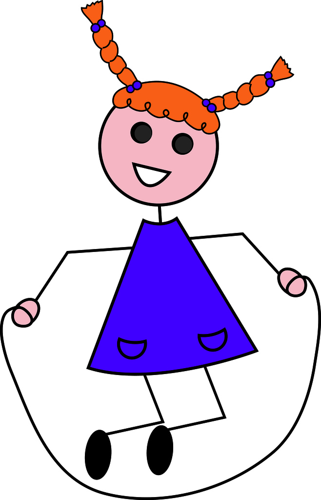 Clip Art Illustration of a Cartoon Little Red Haired Girl Jumping 