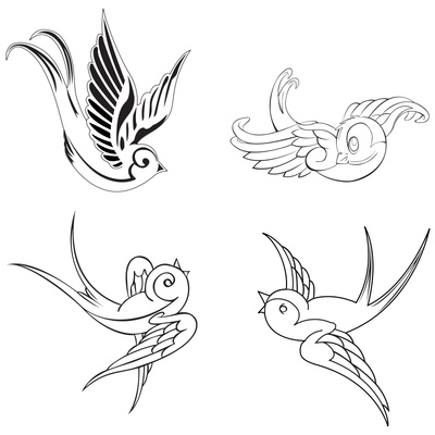 Swallow Bird Tattoo Designs Outline Stencils -Tattoo 4 Me