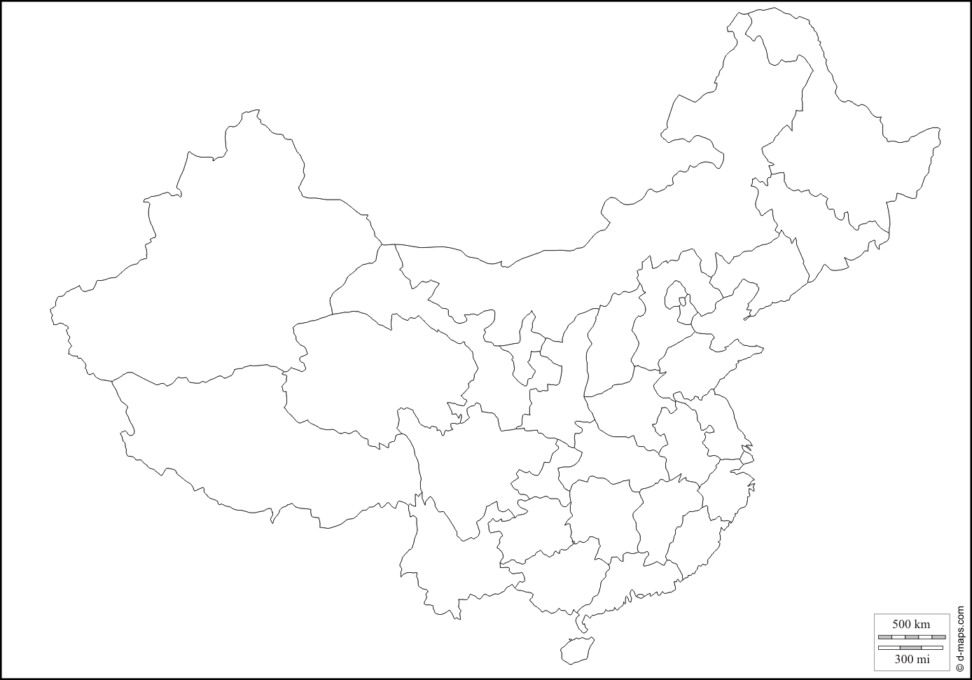 China: free map, free blank map, free outline map, free base map 
