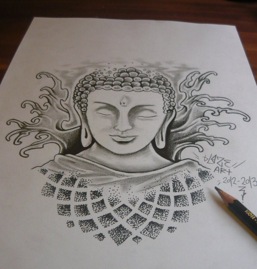 buddha head drawing pencil