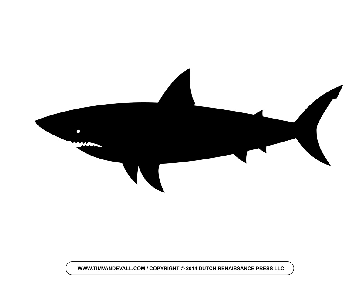Free Cartoon Shark Clipart, Shark Outline and Shark Silhouette