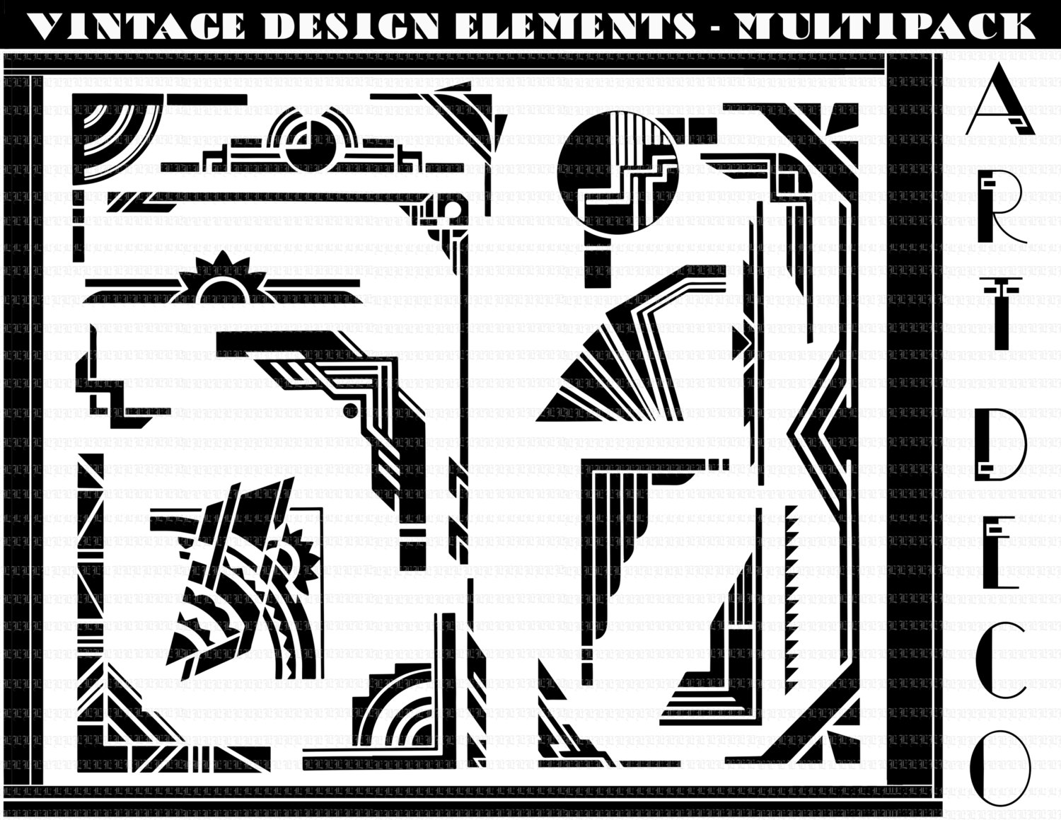 Art Deco Borders. Art Deco Design Elements. by luminariumgraphics