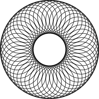48 Overlapping Circles About a Center Circle and Inside a Larger 