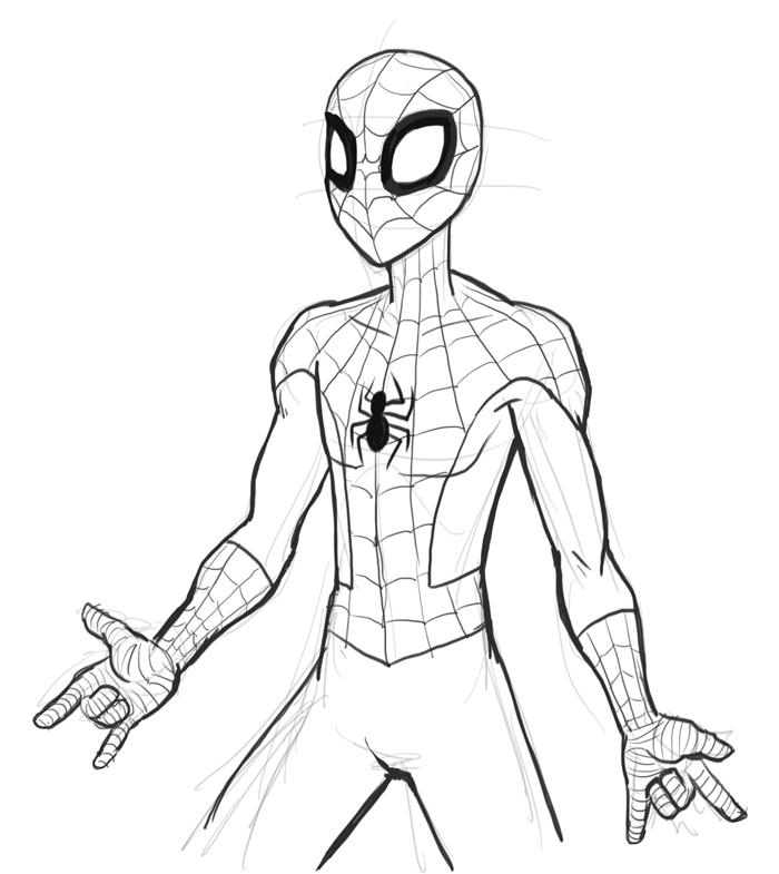 full body spiderman drawing