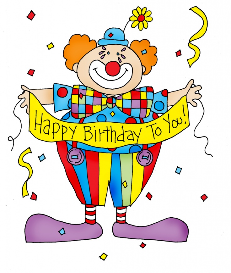clown with birthday banner | Illustrations and clip art | Clipart library