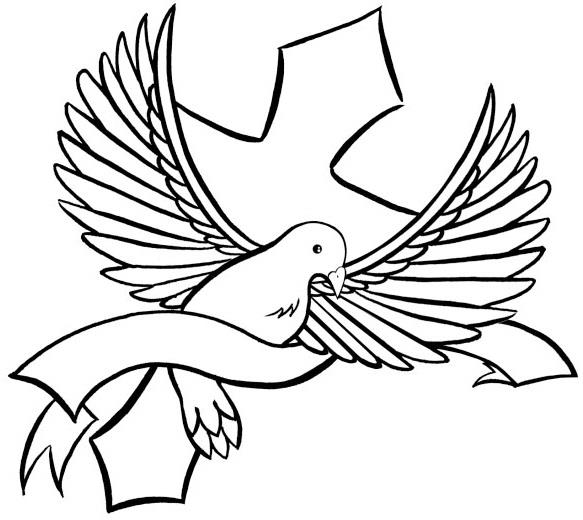 cross holy spirit dove drawing - Clip Art Library