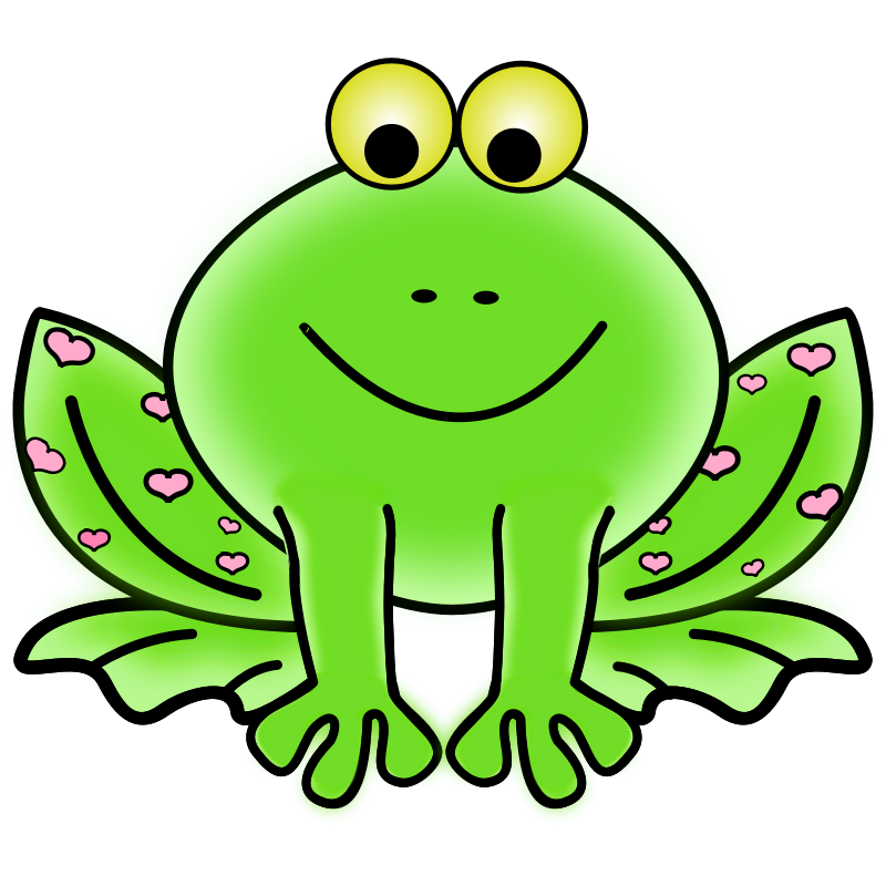 Clipart - Green Valentine Frog with pink hearts