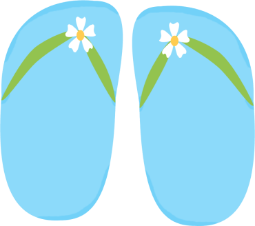 Blue Floral Flip Flops Clip Art - Blue Floral Flip Flops Image