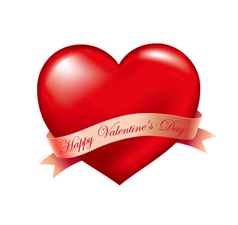 Red Heart and Ribbon Valentines Day Vector Illustration | Free 