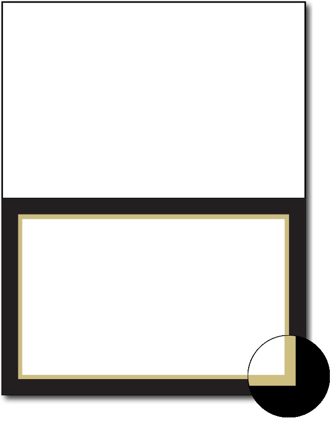 Half Fold Greeting Cards, Black / Gold Border - DesktopSupplies.