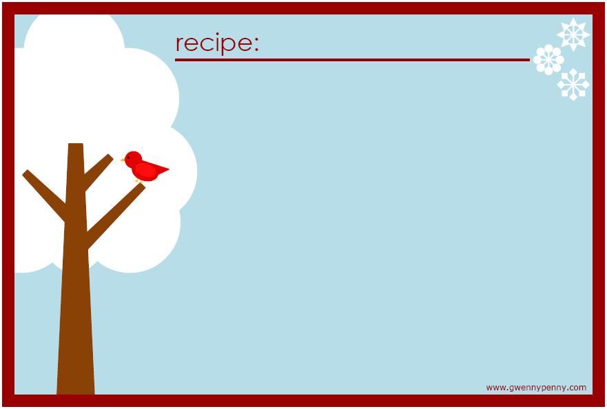 Gwenny Penny: Printable: Winter Recipe Cards, Labels, and Cupcake 