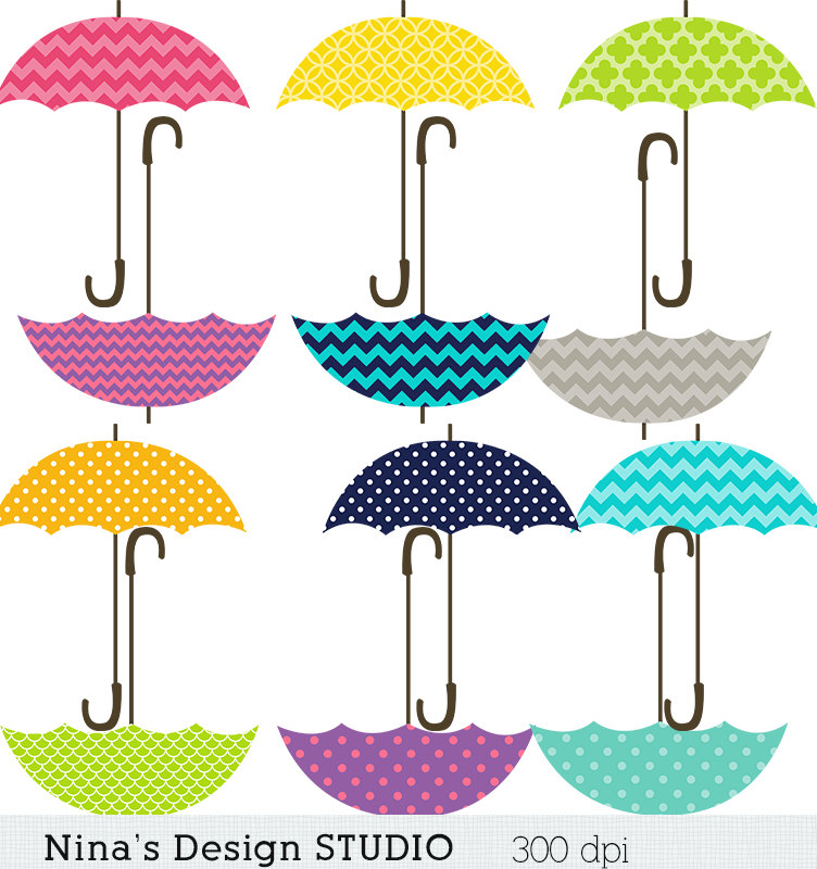 50 SALE INSTANT DOWNLOAD/ Umbrella Clipart/ by Ninasdesignstudio