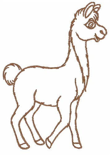 Animals Embroidery Design: Llama Outline from Satin Stitch