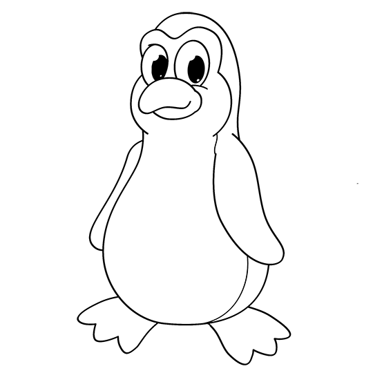 penguin cartoon black and white - Clip Art Library