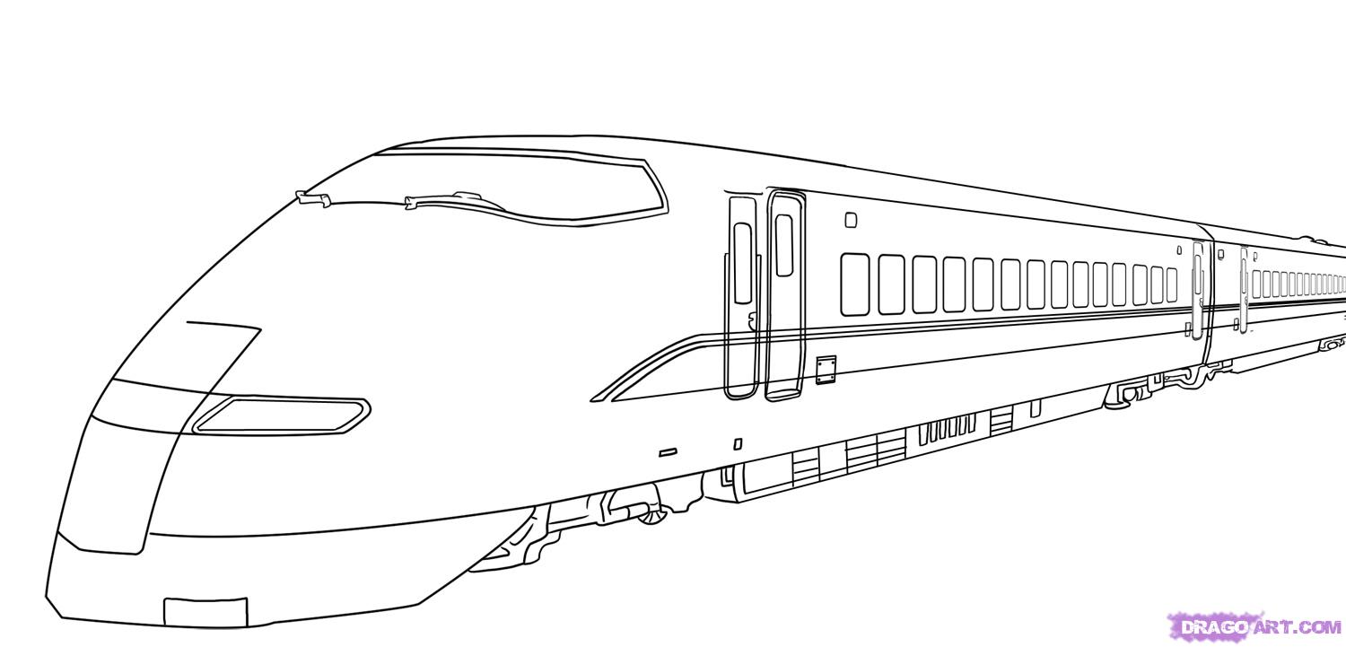How to Draw a Bullet Train, Step by Step, Trains, Transportation 