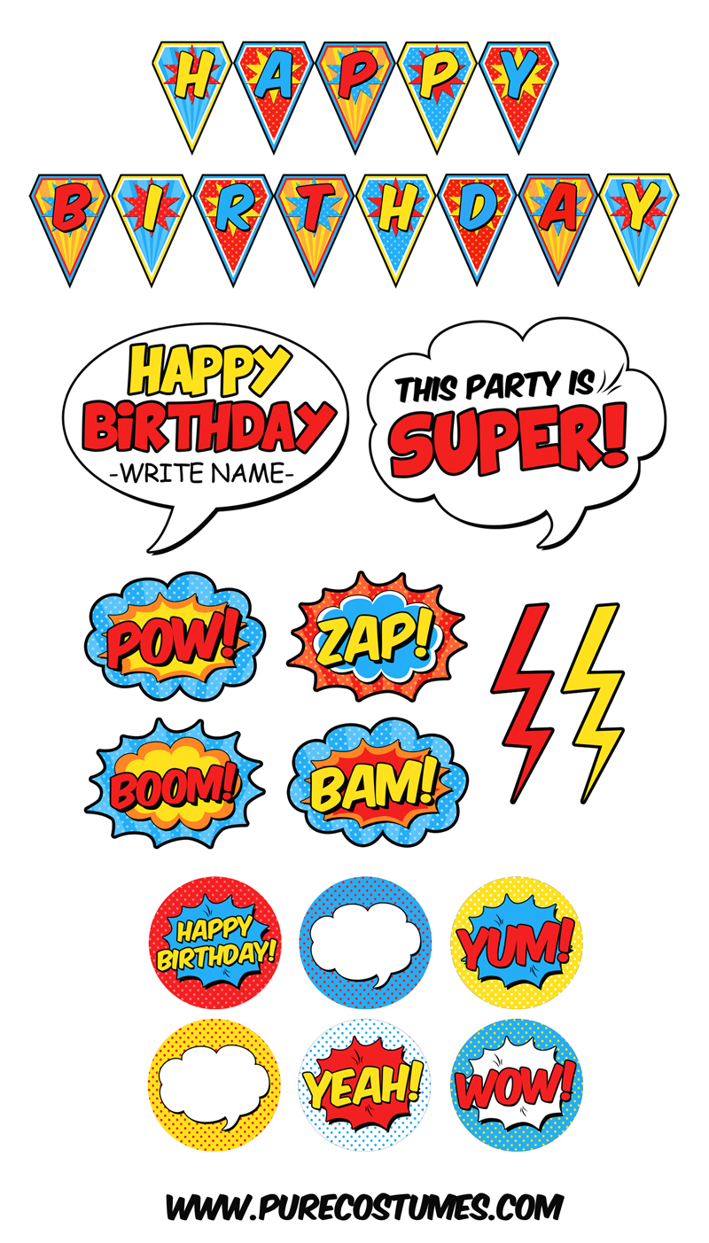 Free Printable Superhero Party Printables