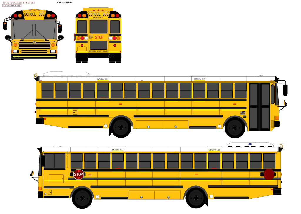 School Bus Side View Flat Front