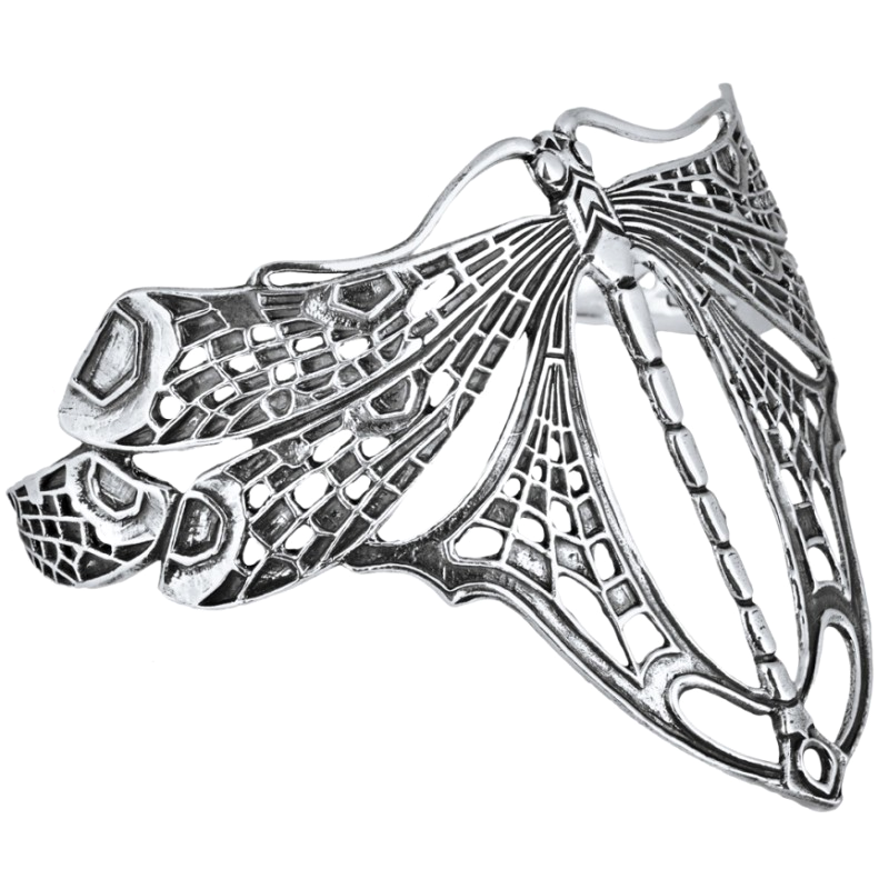 Dragonfly Bangle, Sterling Silver, Art Nouveau Style