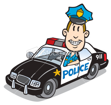 Cartoon Police and Car �