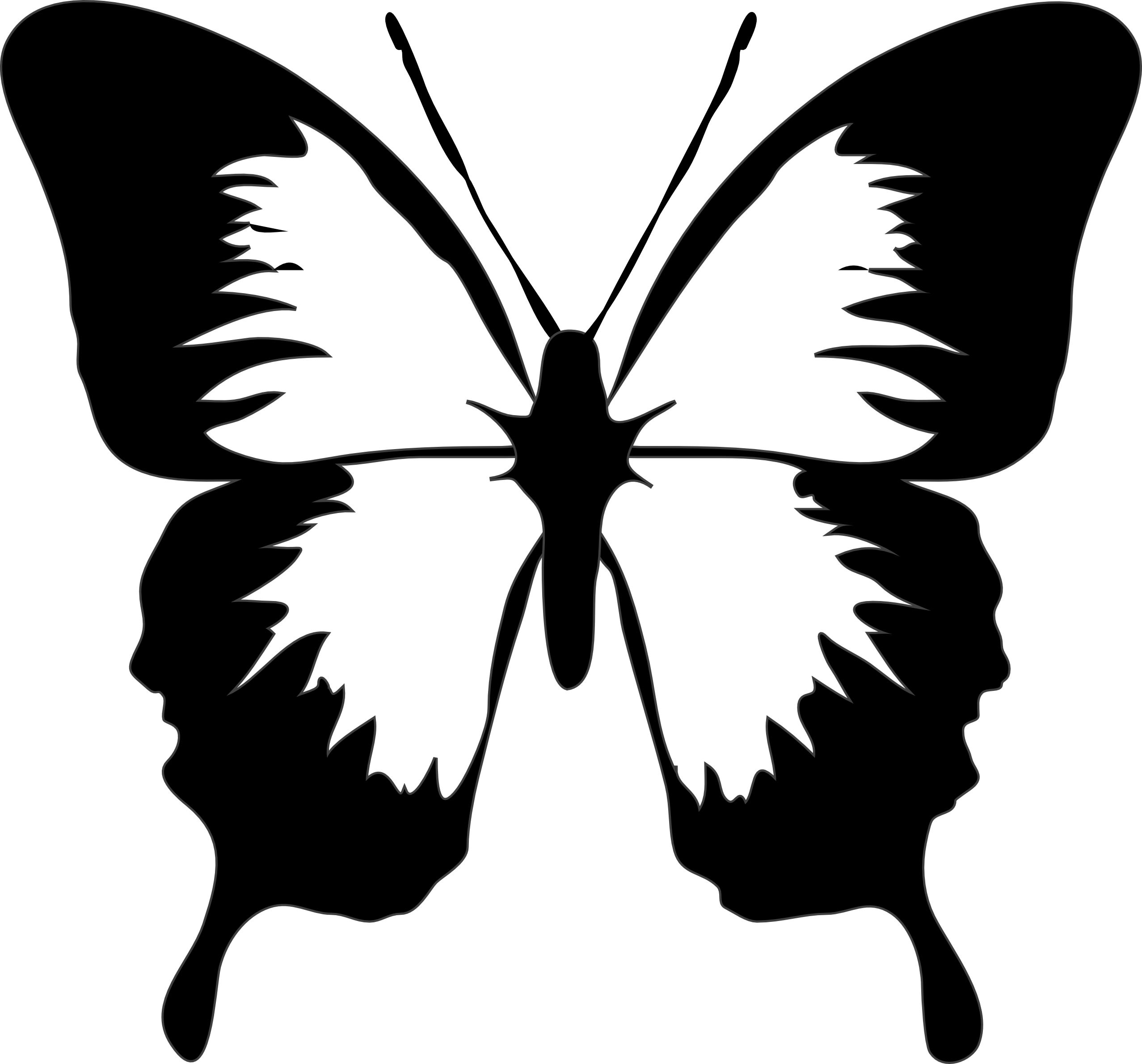 black and white flying butterfly clipart