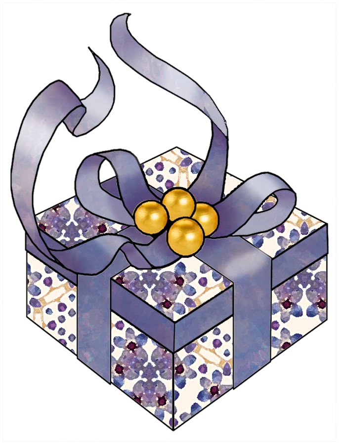 ArtbyJean - Purple Wood Roses: Christmas Gift Box Clip Art from 