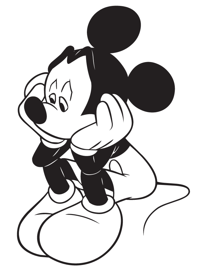 Disneys Mickey Mouse Sad Coloring Page | HM Coloring Pages