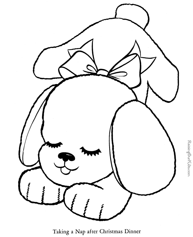 girl and puppies Colouring Pages