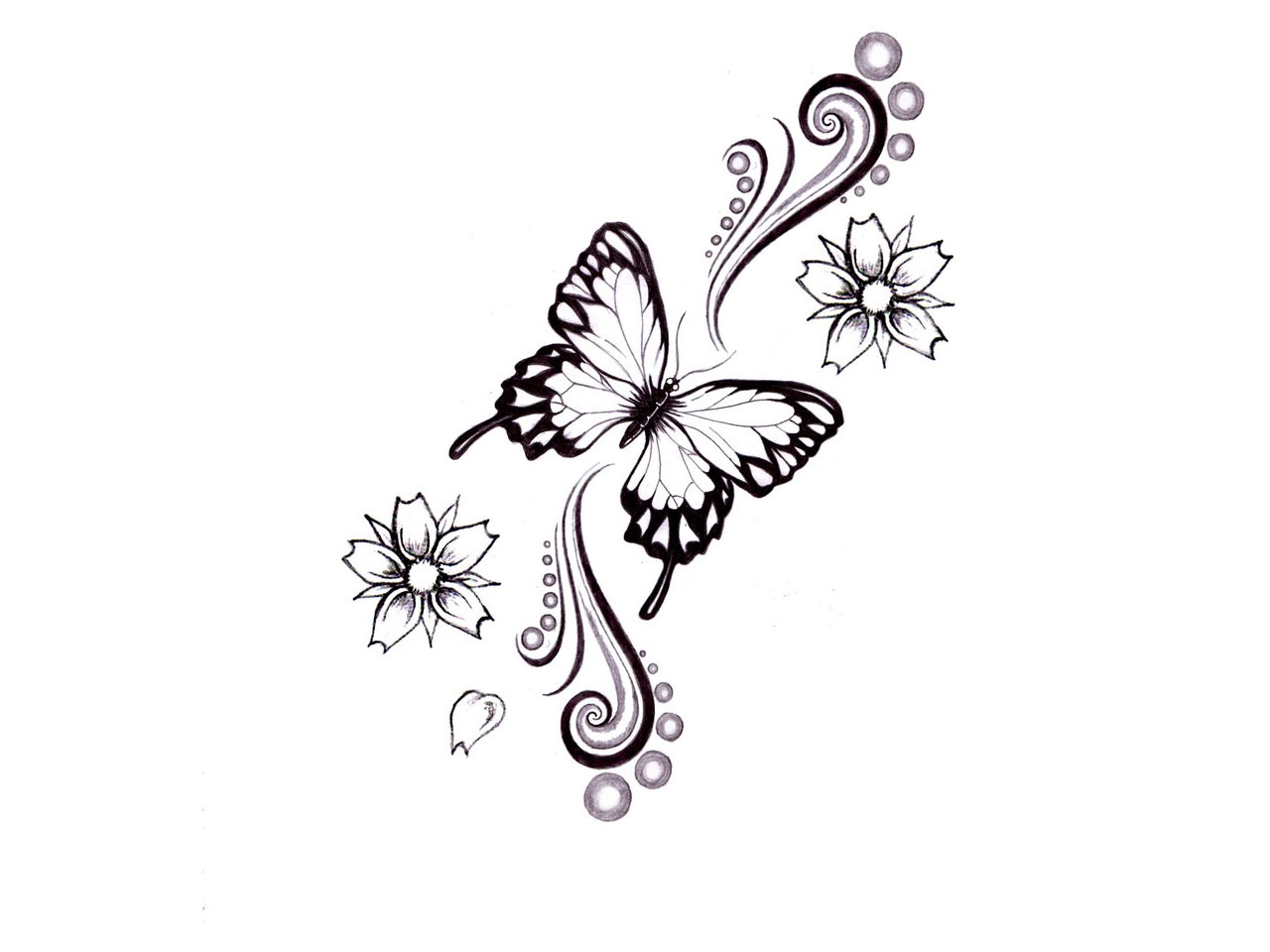 butterfly flower tattoo design