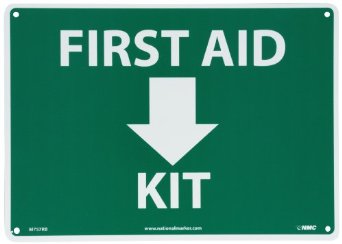 NMC M757RB Emergency and First Aid Sign, Legend FIRST AID KIT 