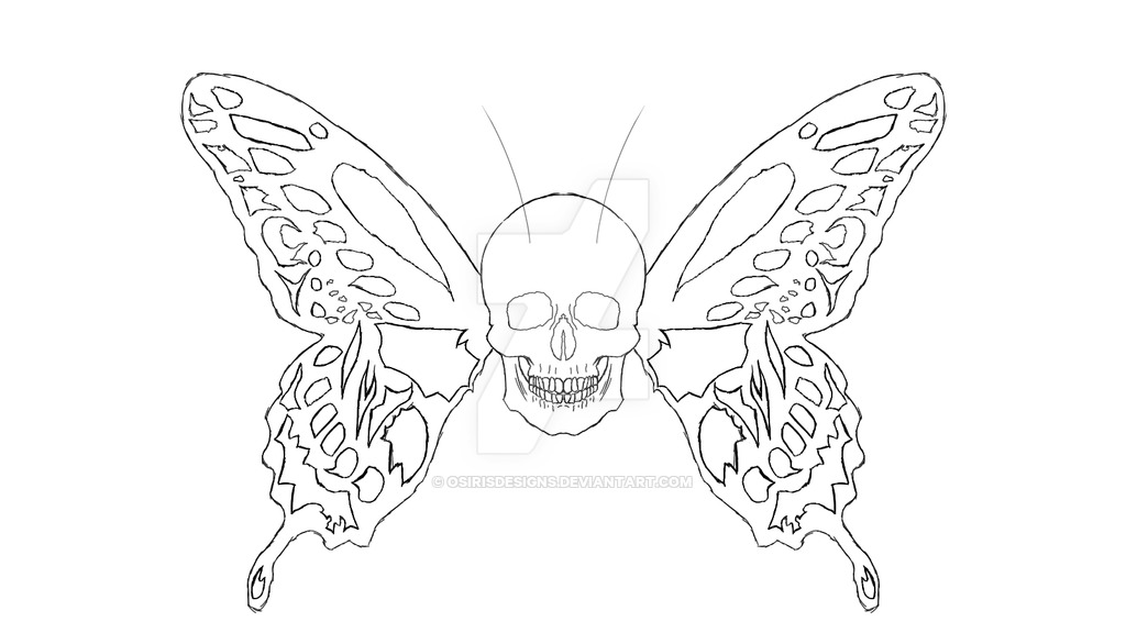 Butterfly Skull Outlines by OsirisDesigns on Clipart library