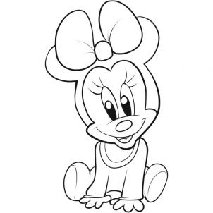 How to Draw Baby Minnie Mouse, Step by Step, Disney Characters 